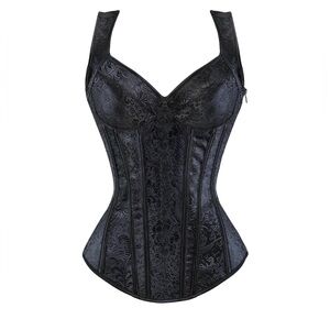 Straps Jacquard Weave Halter Corset Gothic Bustier Shapewear XS 2-4 NEW